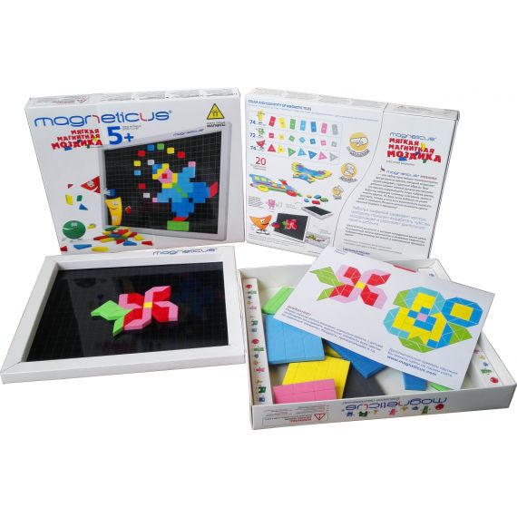 MAGNETICUS MM-220 РАЗВИВАЮЩИЙ НАБОР / КОНСТРУКТОР МАГНИТНАЯ МОЗАИКА 7 ЦВЕТОВ, ЛИСТОК С ПРИМЕРАМИ