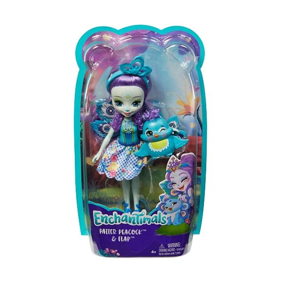 MATTEL ENCHANTIMALS FXM74  КУКЛА С ПИТОМЦЕМ ПЭТТЕР ПАВЛИНА NEW,15 СМ