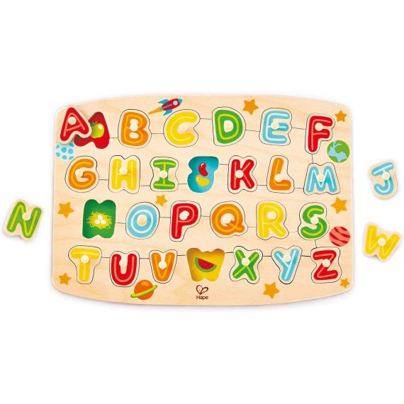 HAPE E1505B ПАЗЛЫ С ИЗОБРАЖЕНИЕМ АЛФАВИТА “ALPHABET PEG PUZZLE”