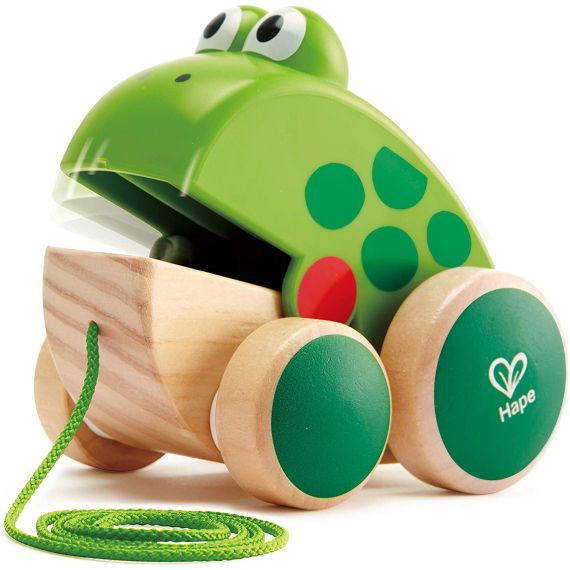 HAPE E0361A ИГРУШКА-КАТАЛКА ДЕРЕВЯННАЯ FROG PULL-ALONG