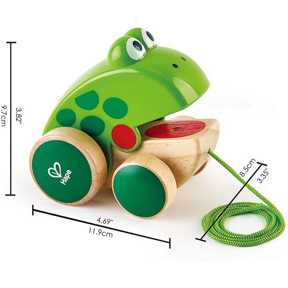 HAPE E0361A ИГРУШКА-КАТАЛКА ДЕРЕВЯННАЯ FROG PULL-ALONG