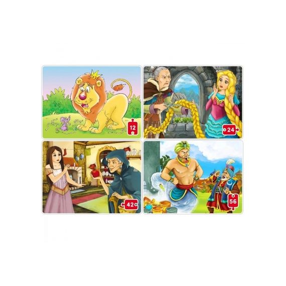 NORIEL NOR5328 - ПАЗЛ "4 СКАЗКИ"  (12, 24, 42, 56 ДЕТАЛИ)