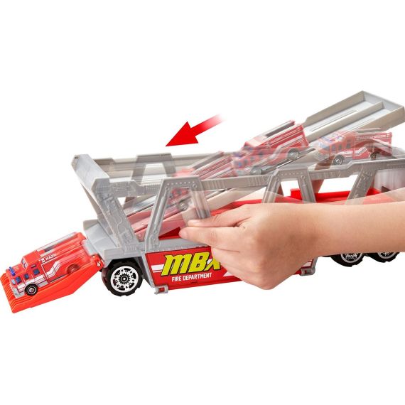 MATTEL MATCHBOX GWM23 ПОЖАРНЫЙ ГРУЗОВИК-ТРАНСПОРТЕР ДОРОЖНОЕ ПРИКЛЮЧЕНИЕ
