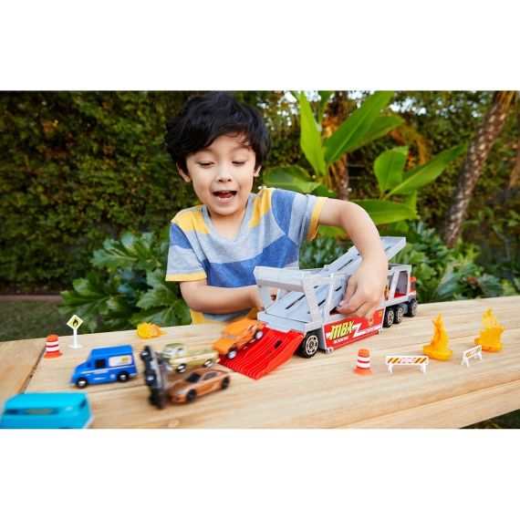 MATTEL MATCHBOX GWM23 ПОЖАРНЫЙ ГРУЗОВИК-ТРАНСПОРТЕР ДОРОЖНОЕ ПРИКЛЮЧЕНИЕ