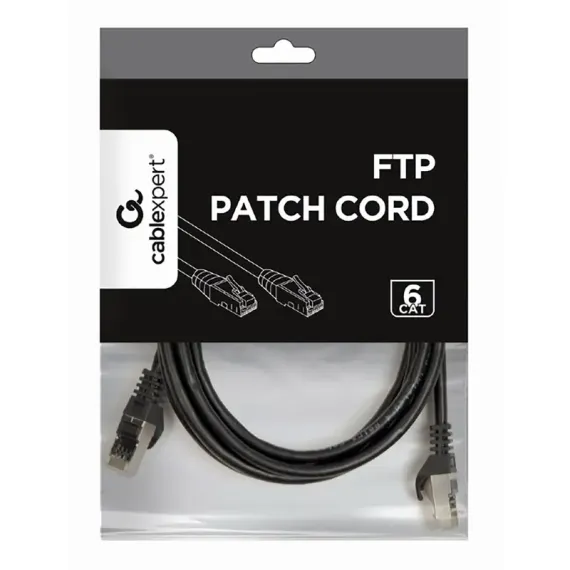 PATCH CORD CABLEXPERT PP6-2M/BK, CAT6 FTP , 2M, NEGRU