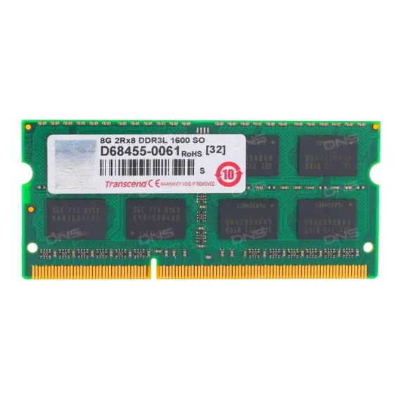 8GB DDR3 1600MHZ SODIMM 204PIN  TRANSCEND PC12800, CL11, 1.35V