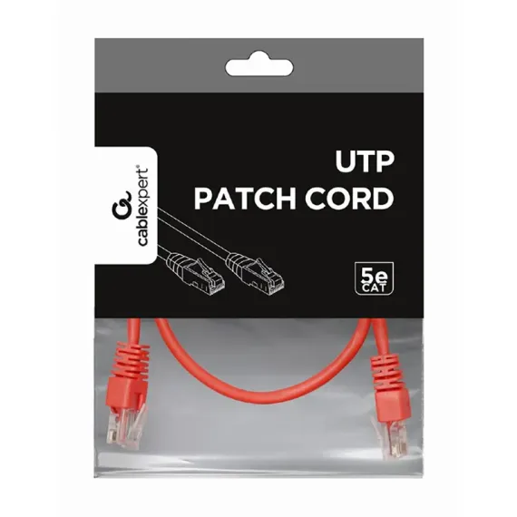 PATCH CORD CABLEXPERT PP12-0.25M/R, CAT5E UTP, 0,25M, ROSU
