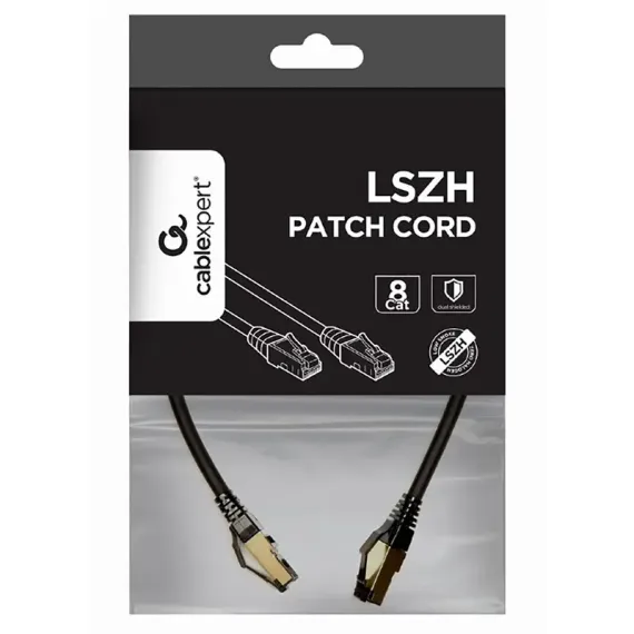 PATCH CORD CABLEXPERT PP8-LSZHCU-BK-0.5M, CAT8 S/FTP, 0,5M, NEGRU