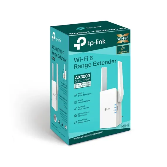 УСИЛИТЕЛЬ WI?FI СИГНАЛА TP-LINK RE705X, 574 МБИТ/С, 2402 МБИТ/С, БЕЛЫЙ