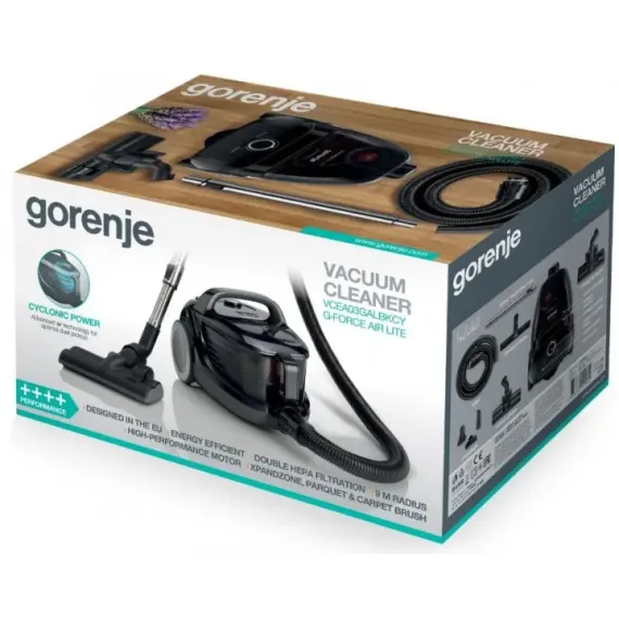 ТРАДИЦИОННЫЙ ПЫЛЕСОС GORENJE VCEA03GALBKCY, ЧЁРНЫЙ