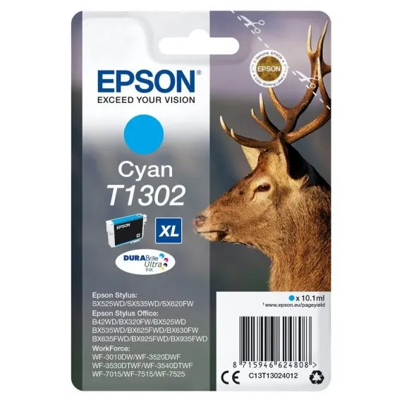 КАРТРИДЖ ЧЕРНИЛЬНЫЙ EPSON C13T13024012, 10МЛ, ГОЛУБОЙ