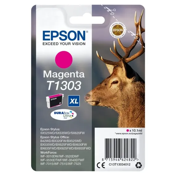КАРТРИДЖ ЧЕРНИЛЬНЫЙ EPSON C13T13034012, 10МЛ, ПУРПУРНЫЙ