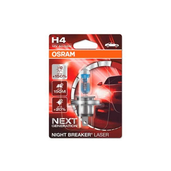 ЛАМПА OSRAM H4 12V- 60/55W (P43T) NIGHT BREAKER LASER 1ШТ