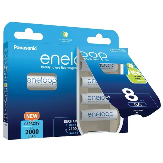 БАТАРЕЙКИ PANASONIC BK-3MCDE/8BE, AA, 2000 МА·Ч, 8 ШТ.