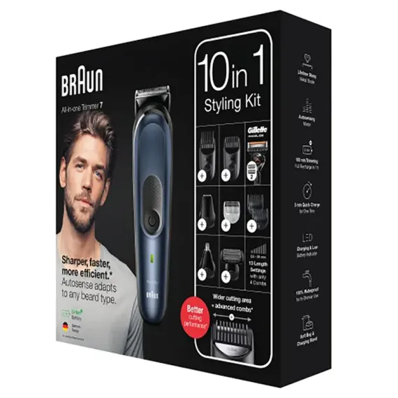 МУЖСКОЙ ТРИММЕР BRAUN 10-IN-1 TRIMMER MGK7330, ЧЕРНЫЙ | СИНИЙ