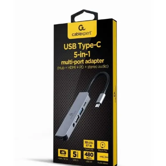 ДОК-СТАНЦИЯ GEMBIRD A-CM-COMBO5-02, СЕРЫЙ