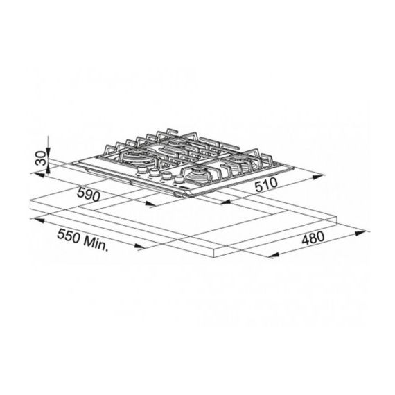 ВСТРАИВАЕМАЯ ГАЗОВАЯ ВАРОЧНАЯ ПАНЕЛЬ FRANKE FHM 604 3G TC SH