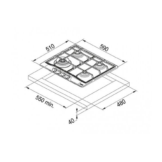 ВСТРАИВАЕМАЯ ГАЗОВАЯ ВАРОЧНАЯ ПАНЕЛЬ FRANKE FHTL 604 3G TC S