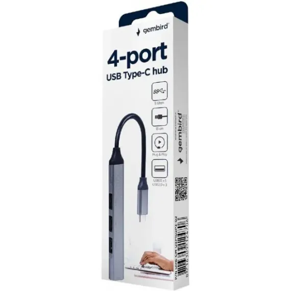 ADAPTOR HUB GEMBIRD UHB-CM-U3P1U2P3-02, ARGINTIU