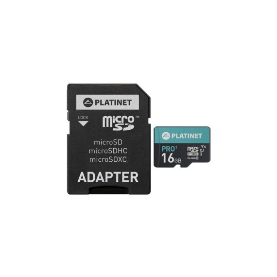 PLATINET 16GB MICROSD CARD + SD ADAPTER