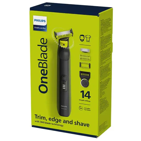 TRIMMER PENTRU BARBATI PHILIPS ONEBLADE PRO 360 QP6541/15, NEGRU | VERDE