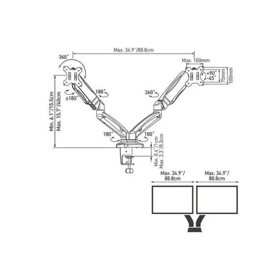 SUPORT BIROU PENTRU MONITOARE BARKAN M142P, NEGRU