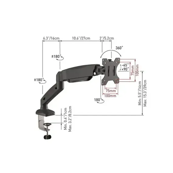 SUPORT BIROU PENTRU MONITOARE BARKAN M121P, NEGRU