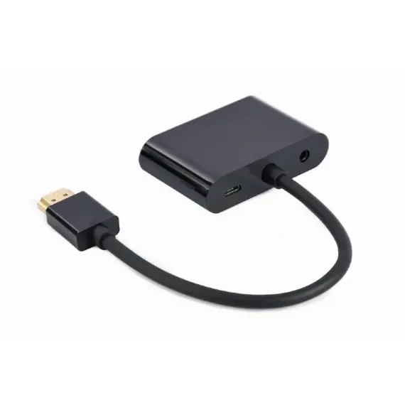 ADAPTOR CABLEXPERT A-HDMIM-HDMIFVGAF-01, HDMI (M) - HDMI (F) + VGA, 0.15 M, NEGRU