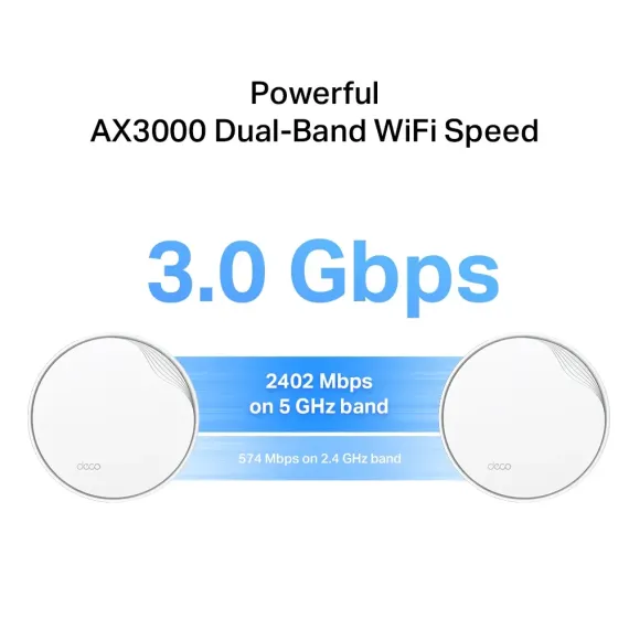 WHOLE-HOME MESH DUAL BAND WI-FI 6 SYSTEM TP-LINK, "DECO X50-POE(2-PACK)", 3000MBPS, MU-MIMO, 2.5GBPS