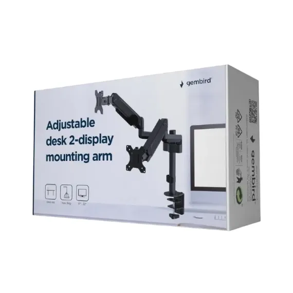 SUPORT BIROU PENTRU MONITOARE GEMBIRD MA-DA2P-01, NEGRU