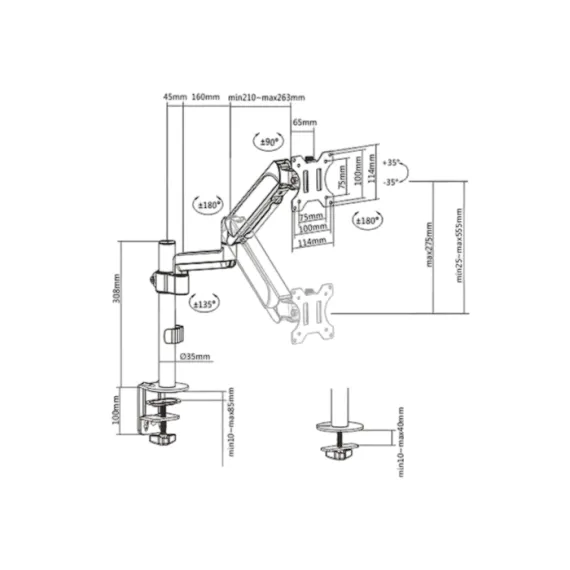 НАСТОЛЬНЫЙ КРОНШТЕЙН ДЛЯ МОНИТОРА GEMBIRD MA-DA1P-01, ЧЁРНЫЙ