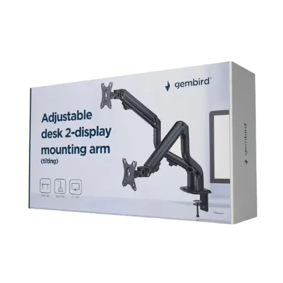 SUPORT BIROU PENTRU MONITOARE GEMBIRD MA-DA2-02, NEGRU