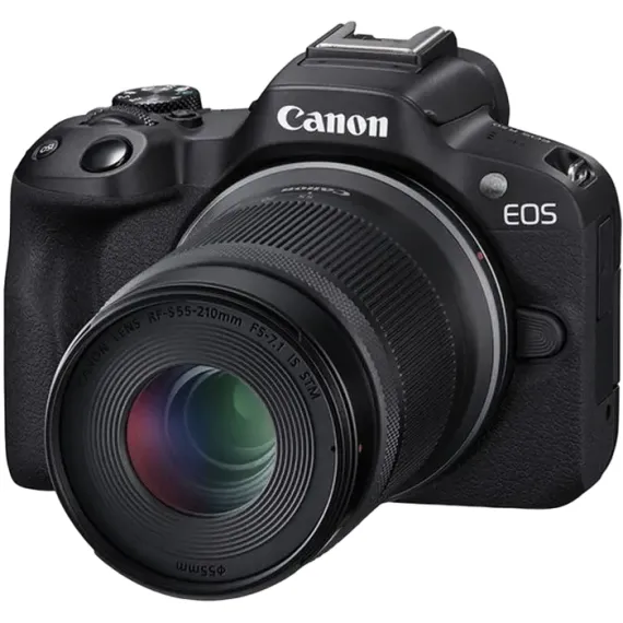 БЕЗЗЕРКАЛЬНЫЙ ФОТОАППАРАТ CANON EOS R50 BLAC & RF-S 18-45MM & RF-S 55-210MM KIT, ЧЁРНЫЙ