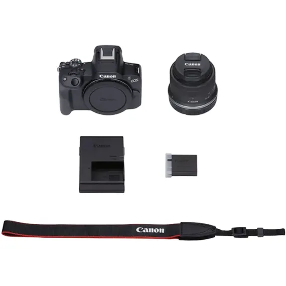 БЕЗЗЕРКАЛЬНЫЙ ФОТОАППАРАТ CANON EOS R50 BLACK & RF-S 18-45MM F/4.5-6.3 IS STM KIT, ЧЁРНЫЙ