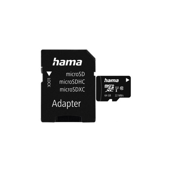 HAMA 64GB MICROSD CARD + SD ADAPTER