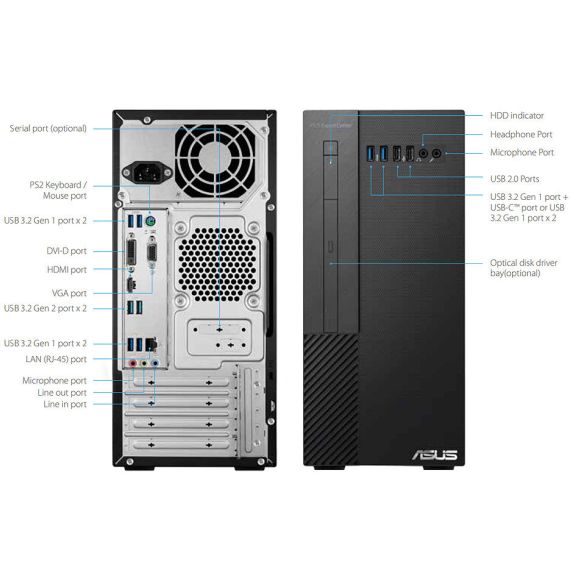 СИСТЕМНЫЙ БЛОК КОМПЬЮТЕР ASUS EXPERTCENTER X5 MINI TOWER X500MA-R5600G0050 AMD RYZEN 5 5600G 3.8-4.0GHZ/16GB DDR4/M.2 NVME 256GB SSD/AMD RADEON GRAPHICS/HD 7.1 CH. AUDIO, 300W (80+ BRONZE, PEAK 350W), WIRED KEYBOARD AND OPTICAL MOUSE