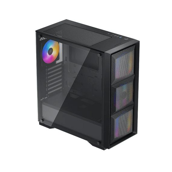 КОРПУС CASE MIDDLETOWER DEEPCOOL MATREXX 50 MESH 4FS ATX BLACK NO PSU, SIDE PANEL TEMPERED GLASS, 1XUSB3.0/2XUSB2.0/AUDIOHD X 1/MIC X 1 PRE-INSTALLED: 4X120MM TRI-COLOR FAN (CARCASA/КОРПУС)