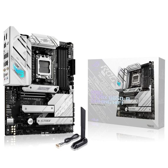 МАТЕРИНСКАЯ ПЛАТА ASUS ROG STRIX B650-A GAMING WIFI AMD B650, AM5, DUAL DDR5 6400+MHZ, PCI-E 4.0/3.0 X16, HDMI/DISPLAYPORT, USB TYPE-C, SATA&PCIE RAID, M.2 PCIE 5.0 X4 SOCKET, 2XM.2 PCIE 4.0 X4, WI-FI 6E 802.11AX, 2.5GB ETHERNET, AURA