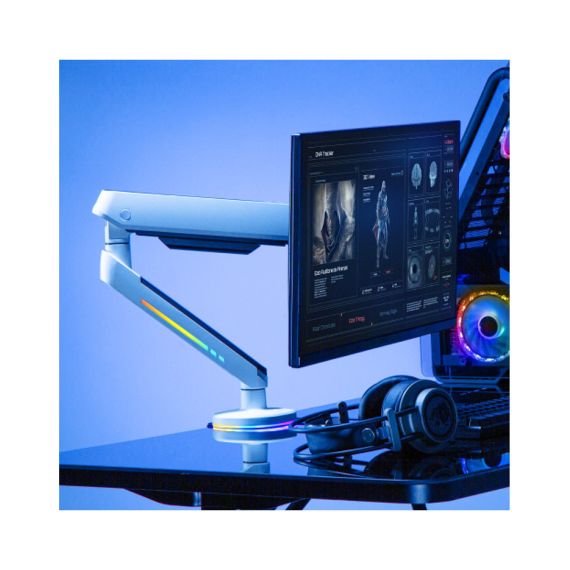 КРЕПЛЕНИЕ МОНИТОРОВ BRATECK LDT54-C012L RGB LIGHTING GAMING MONITOR ARM WITH BUILT-IN CONTROL, FOR 1 MONITOR, CLAMP-ON, 17"-32", TILT RANGE +40° ~ -40°; SWIVEL RANGE +90° ~ -90°; SCREEEN ROTATION 360°, VESA: 75X75, 100X100, ARM EXTEND: 477MM, WEIGHT CAPAC