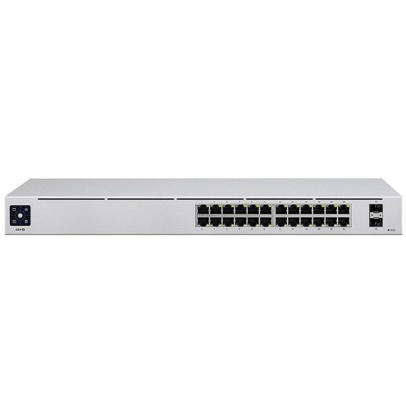 КОММУТАТОР UBIQUITI UNFI SWITCH 24 (USW-24), 24-PORT GIGABIT SWITCH WITH SFP MANAGED LAYER 2, 2-PORTS SFP, 24 10/100/1000 MBPS ETHERNET RJ45 PORTS, 1.3" TOUCHSCREEN DISPLAY, NON-BLOCKING THROUGHPUT: 26 GBPS, SWITCHING:52 GBPS, RACKMOUNTABLE