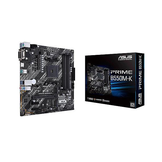 МАТЕРИНСКАЯ ПЛАТА ASUS PRIME B550M-K AMD B550, AM4, DUAL DDR4 4800MHZ, PCI-E 4.0/3.0 X16, DVD-D/D-SUB/HDMI 2.1, USB 3.2, SATA RAID 6GB/S, 2XM.2 X4 SOCKET, 64GB/S M.2 SUPPORT PCIE 4.0 X4, SB 8-CH., GIGABITLAN, LED LIGHTING, (PLACA DE BAZA/МАТЕРИНСКАЯ ПЛАТА