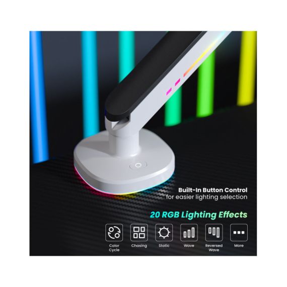 КРЕПЛЕНИЕ МОНИТОРОВ BRATECK LDT54-C012L RGB LIGHTING GAMING MONITOR ARM WITH BUILT-IN CONTROL, FOR 1 MONITOR, CLAMP-ON, 17"-32", TILT RANGE +40° ~ -40°; SWIVEL RANGE +90° ~ -90°; SCREEEN ROTATION 360°, VESA: 75X75, 100X100, ARM EXTEND: 477MM, WEIGHT CAPAC