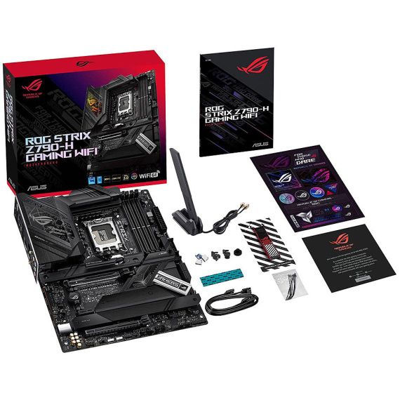 МАТЕРИНСКАЯ ПЛАТА ASUS ROG STRIX Z790-H GAMING WIFI INTEL Z790, LGA1700, DUAL DDR5 7800+ MHZ, PCIE 5.0 X16, PCIE 4.0 X16, DP/HDMI, USB TYPE-C, PCIE RAID, SATA RAID, 4 X M.2 SLOTS PCIE 4.0 X4, SB 8-CH., WI-FI 6E 802.11AX, 2.5GB ETHERNET, AURA SYNC