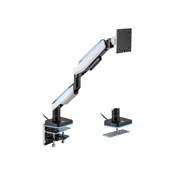 КРЕПЛЕНИЕ МОНИТОРОВ BRATECK LDT61-C012L HEAVY-DUTY RGB LIGHTING GAMING MONITOR ARM, FOR 1 MONITOR, CLAMP-ON, 17"-49", TILT RANGE +50° ~ -20°; SWIVEL RANGE +90° ~ -90°; SCREEEN ROTATION 360°, VESA: 75X75, 100X100, ARM EXTEND: 458MM, WEIGHT CAPACITY PER SCR