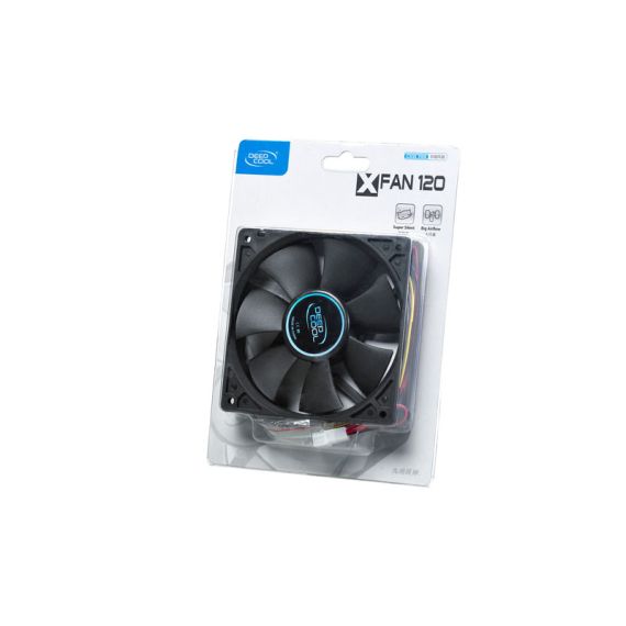 120MM CASE FAN - DEEPCOOL "XFAN 120" FAN, 120X120X25MM, 1300RPM, <25DBA, 44.7CFM, HYDRO BEARING, BIG 4PIN AND 3PIN MOLEX, BLACK