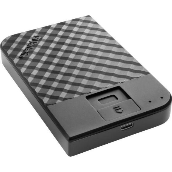 2.5" EXTERNAL HDD 2.0TB (USB3.1/USB-C)  VERBATIM "FINGERPRINT SECURE", BLACK, 256-BIT AES HARDWARE SECURITY ENCRYPTION WITH FINGERPRINT, ENCLOSURE MATERIAL: PLASTIC AND ALUMINIUM