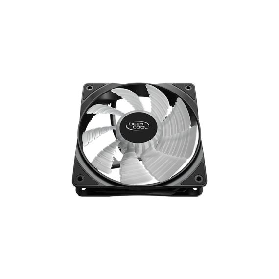 120MM CASE FAN - DEEPCOOL "RF120 FS", CUSTOMIZABLE LED LIGHTING (PURPLE/BLUE/ORANGE), 120X120X25MM, 500-1500RPM, <17.8~27DBA, 56.5CFM, HYDRO BEARING, 4PIN, PWM, 12V 4-PIN PORT