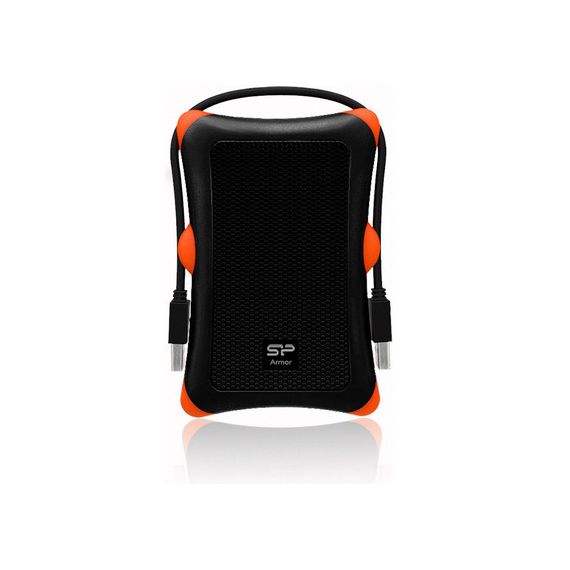 2.5" EXTERNAL HDD 2.0TB (USB3.1)  SILICON POWER ARMOR A30, BLACK/ORANGE, RUBBER + PLASTIC, MILITARY-GRADE PROTECTION MIL-STD 810G, INTERNAL SILICA GEL SUSPENSION SYSTEM AND EXTERNAL SILICA GEL BUBBLES KEEPS YOUR HARD DRIVE SAFE FROM DROPS AND BUMPS