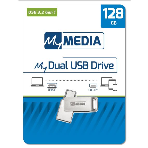 ФЛЕШ-НАКОПИТЕЛЬ USB3.2 MYMEDIA (BY VERBATIM) MYDUAL USB 3.2 GEN1/ USB A + USB-C /  128ГБ