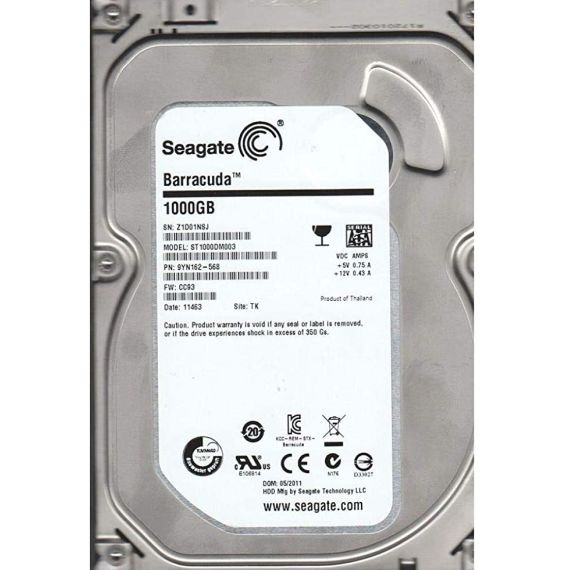 3.5" HDD 1.0TB  SEAGATE ST1000DM003 BARRACUDA(TM), 7200RPM, 64MB, SATAIII, FR